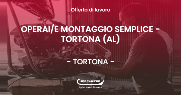 OFFERTA LAVORO - OPERAI/E MONTAGGIO SEMPLICE - TORTONA (AL) - TORTONA (AL)