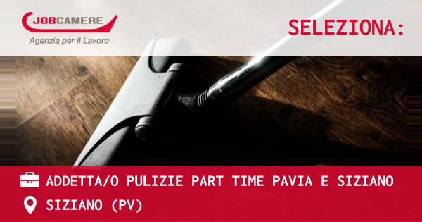 OFFERTA LAVORO - Addetta/o pulizie Part Time Pavia e Siziano - SIZIANO (PV)