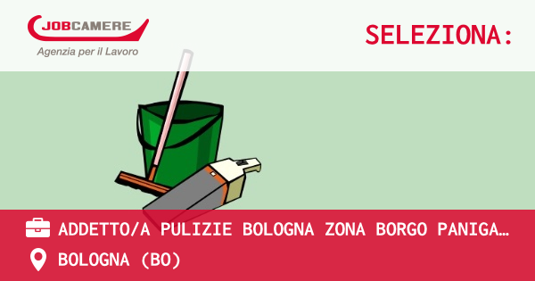 OFFERTA LAVORO - ADDETTO/A PULIZIE BOLOGNA ZONA BORGO PANIGALE - BOLOGNA (BO)
