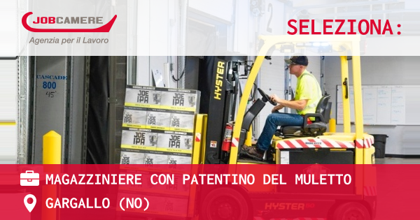 OFFERTA LAVORO - MAGAZZINIERE CON PATENTINO DEL MULETTO - GARGALLO (NO)
