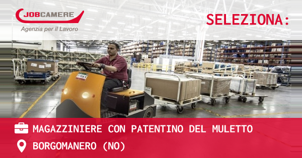 OFFERTA LAVORO - MAGAZZINIERE CON PATENTINO DEL MULETTO - BORGOMANERO (NO)