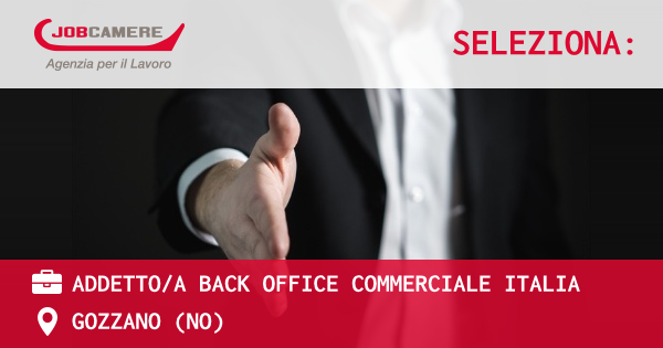 OFFERTA LAVORO - ADDETTOA BACK OFFICE COMMERCIALE ITALIA - GOZZANO (NO)