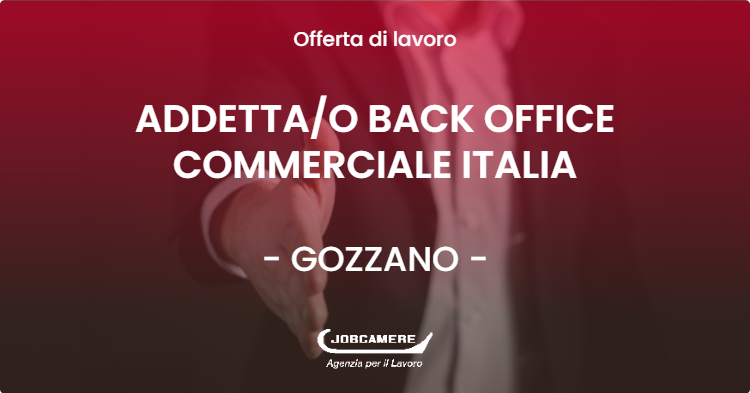 OFFERTA LAVORO - ADDETTAO BACK OFFICE COMMERCIALE ITALIA - GOZZANO (NO)