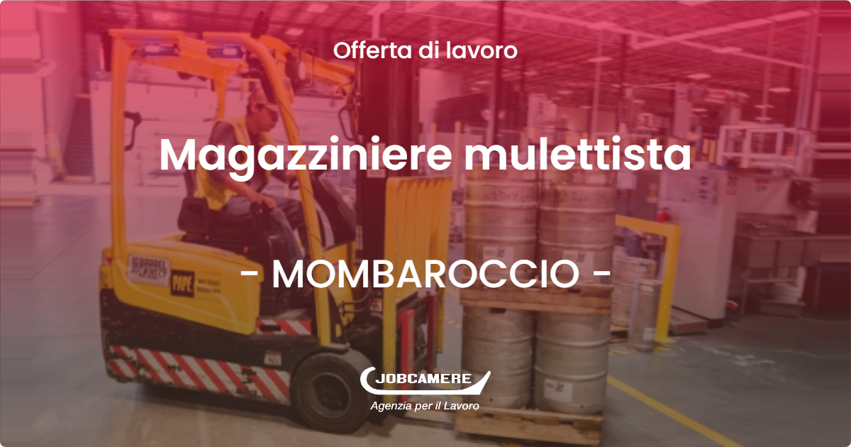 OFFERTA LAVORO - Magazziniere mulettista - MOMBAROCCIO