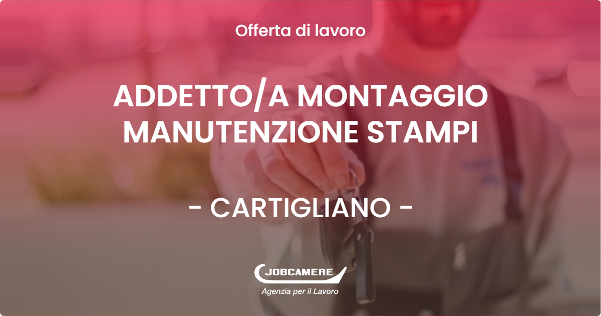 OFFERTA LAVORO - ADDETTOA MONTAGGIO MANUTENZIONE STAMPI - CARTIGLIANO