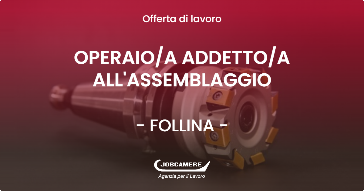 OFFERTA LAVORO - OPERAIO/A ADDETTO/A ALL'ASSEMBLAGGIO - FOLLINA (TV)