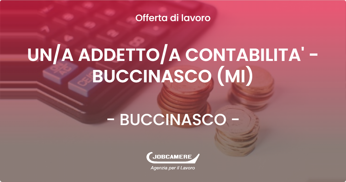 OFFERTA LAVORO - UN/A ADDETTO/A CONTABILITA' - BUCCINASCO (MI) - BUCCINASCO (MI)