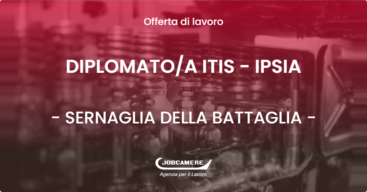 OFFERTA LAVORO - DIPLOMATO/A ITIS - IPSIA - SERNAGLIA DELLA BATTAGLIA (TV)