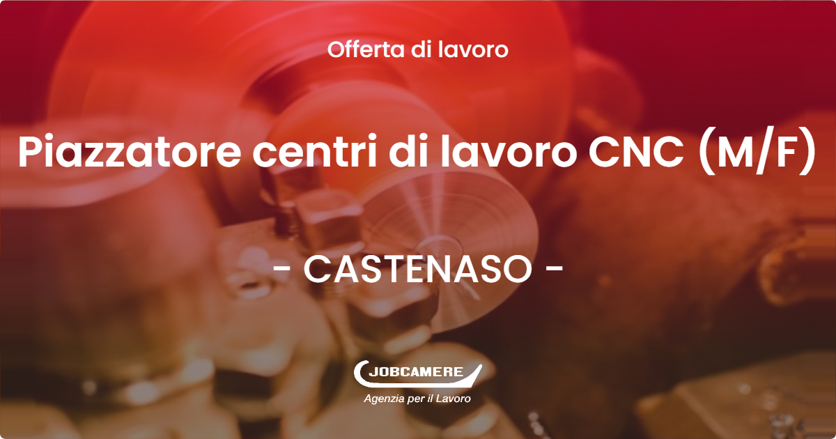 OFFERTA LAVORO - Piazzatore centri di lavoro CNC  (MF) - CASTENASO