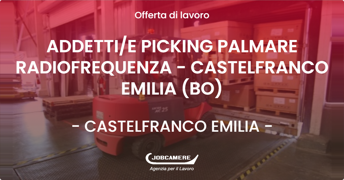 OFFERTA LAVORO - ADDETTI/E PICKING PALMARE  RADIOFREQUENZA - CASTELFRANCO EMILIA (BO) - CASTELFRANCO EMILIA (MO)