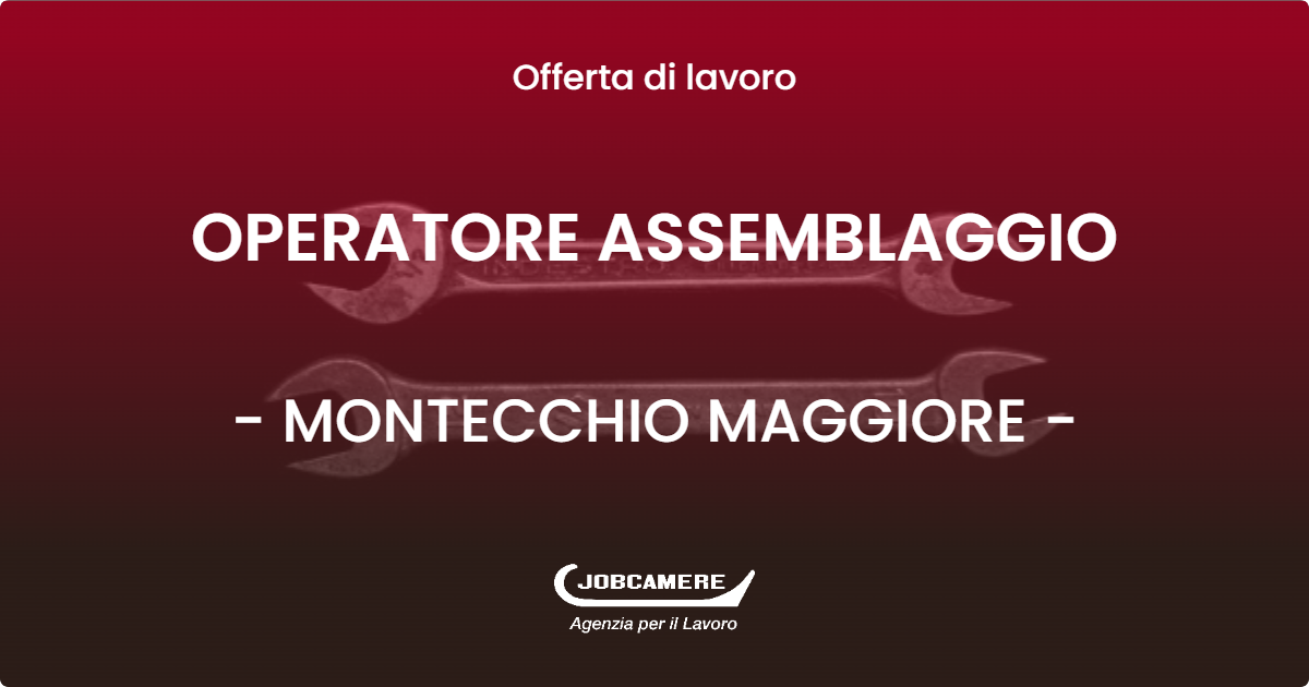 OFFERTA LAVORO - OPERATORE ASSEMBLAGGIO - MONTECCHIO MAGGIORE