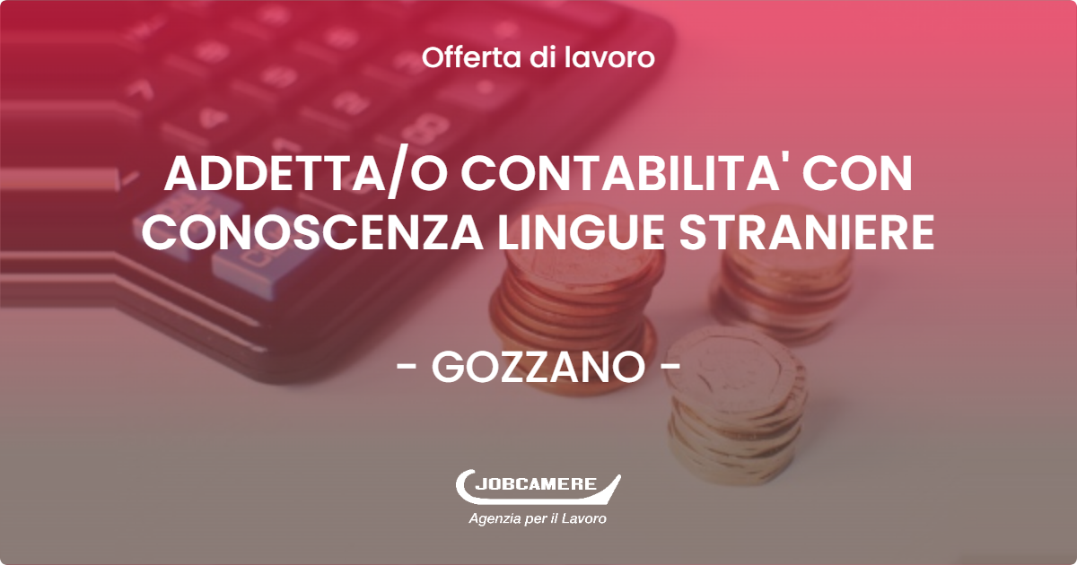 OFFERTA LAVORO - ADDETTAO CONTABILITA' CON CONOSCENZA LINGUE STRANIERE - GOZZANO