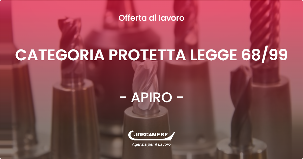 OFFERTA LAVORO - CATEGORIA PROTETTA LEGGE 6899 - APIRO