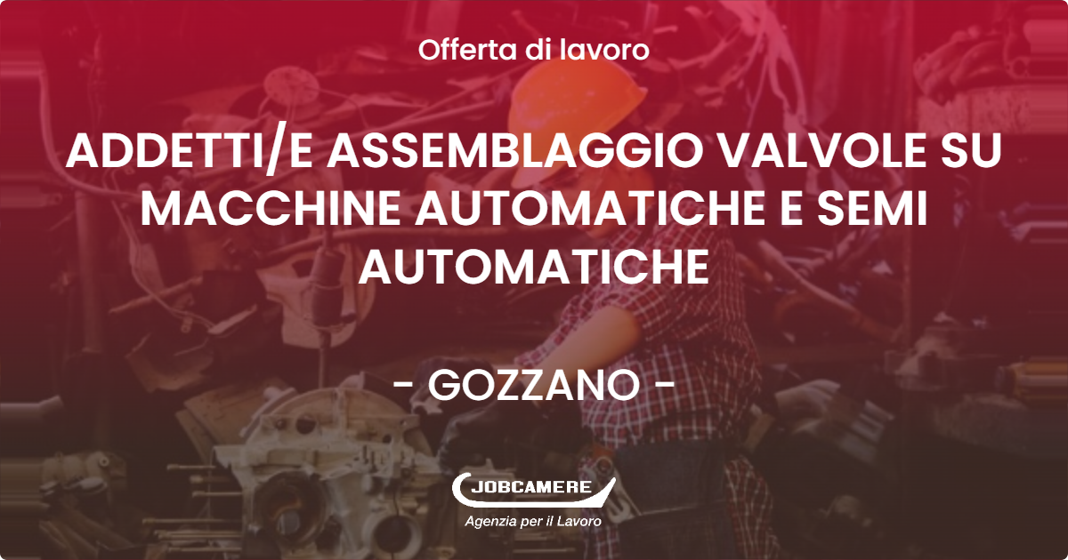 OFFERTA LAVORO - ADDETTIE ASSEMBLAGGIO VALVOLE SU MACCHINE AUTOMATICHE E SEMI AUTOMATICHE - GOZZANO