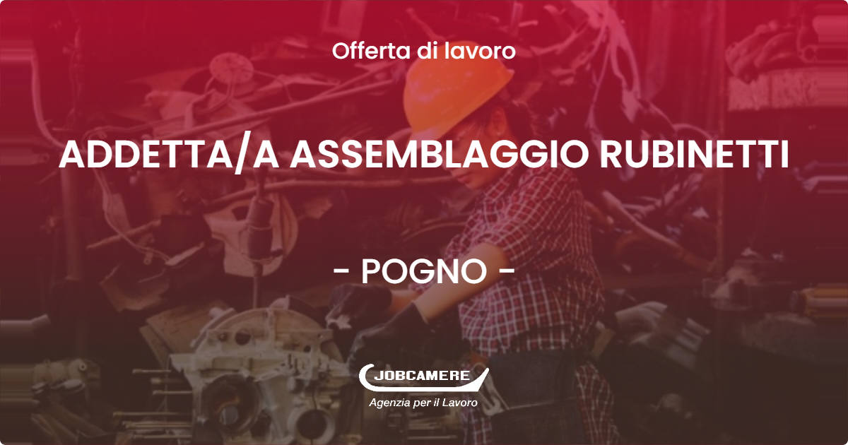 OFFERTA LAVORO - ADDETTAA ASSEMBLAGGIO RUBINETTI - POGNO (NO)