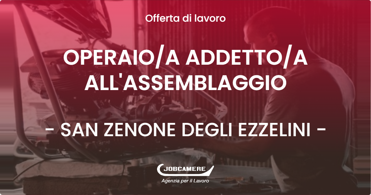 OFFERTA LAVORO - OPERAIOA ADDETTOA ALL'ASSEMBLAGGIO - SAN ZENONE DEGLI EZZELINI (TV)