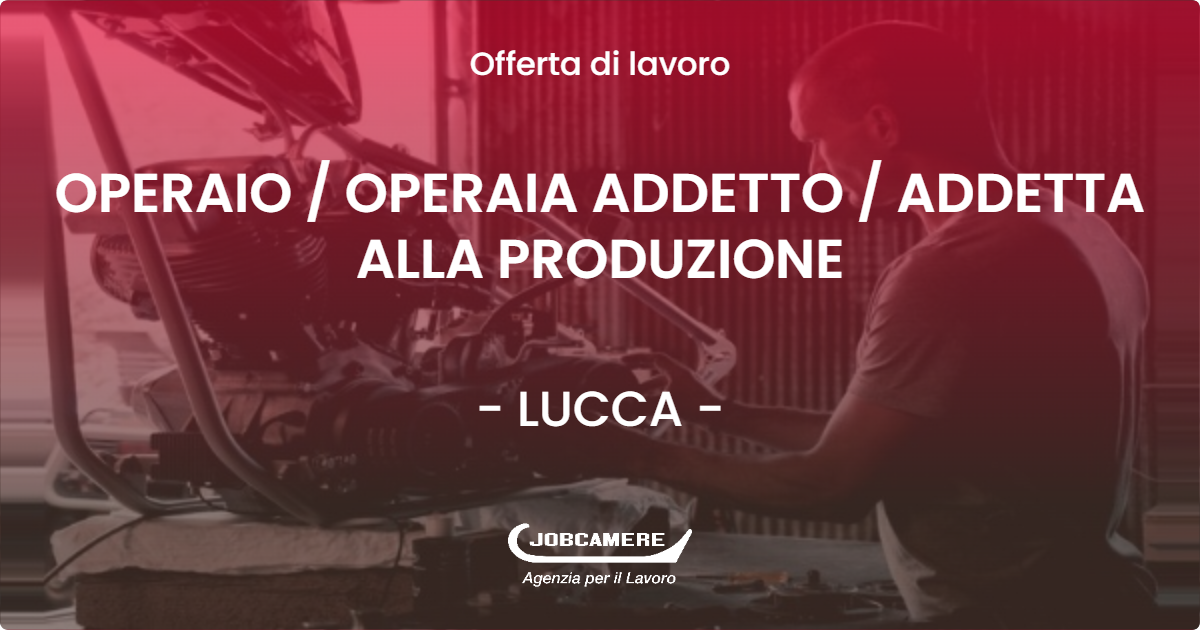 OFFERTA LAVORO - OPERAIO  OPERAIA ADDETTO  ADDETTA ALLA PRODUZIONE - LUCCA (LU)