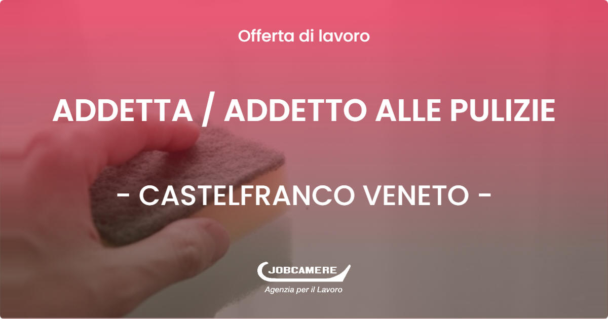 OFFERTA LAVORO - ADDETTA  ADDETTO ALLE PULIZIE - CASTELFRANCO VENETO (TV)