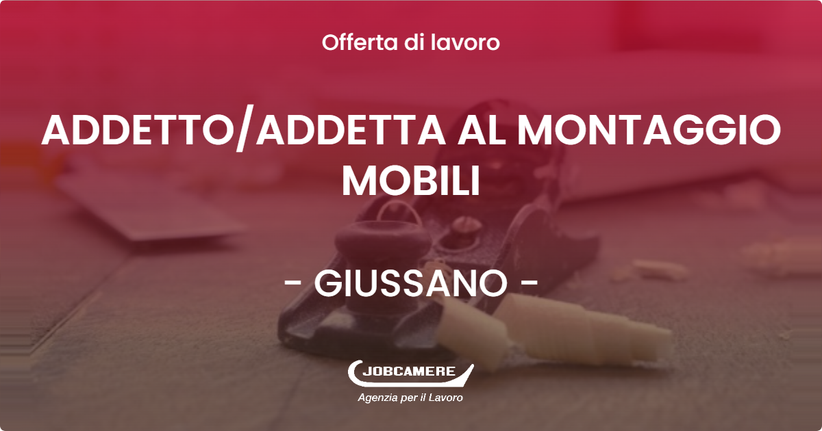 OFFERTA LAVORO - ADDETTO/ADDETTA AL MONTAGGIO MOBILI - GIUSSANO (MB)