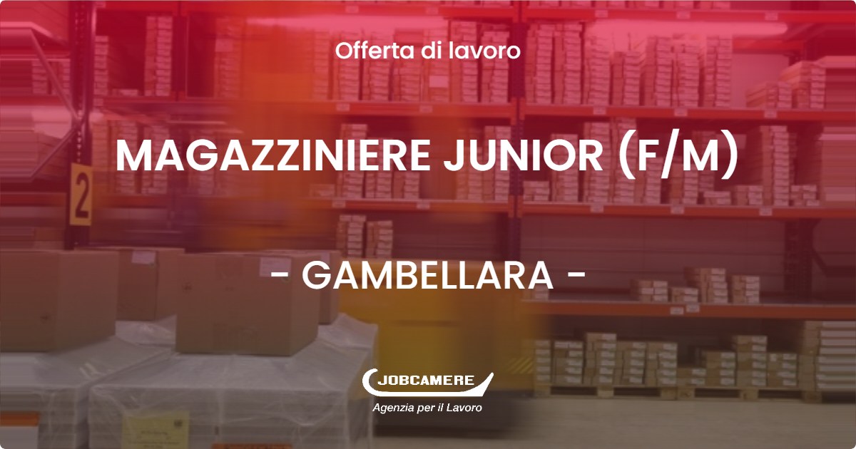 OFFERTA LAVORO - MAGAZZINIERE JUNIOR (F/M) - GAMBELLARA (VI)