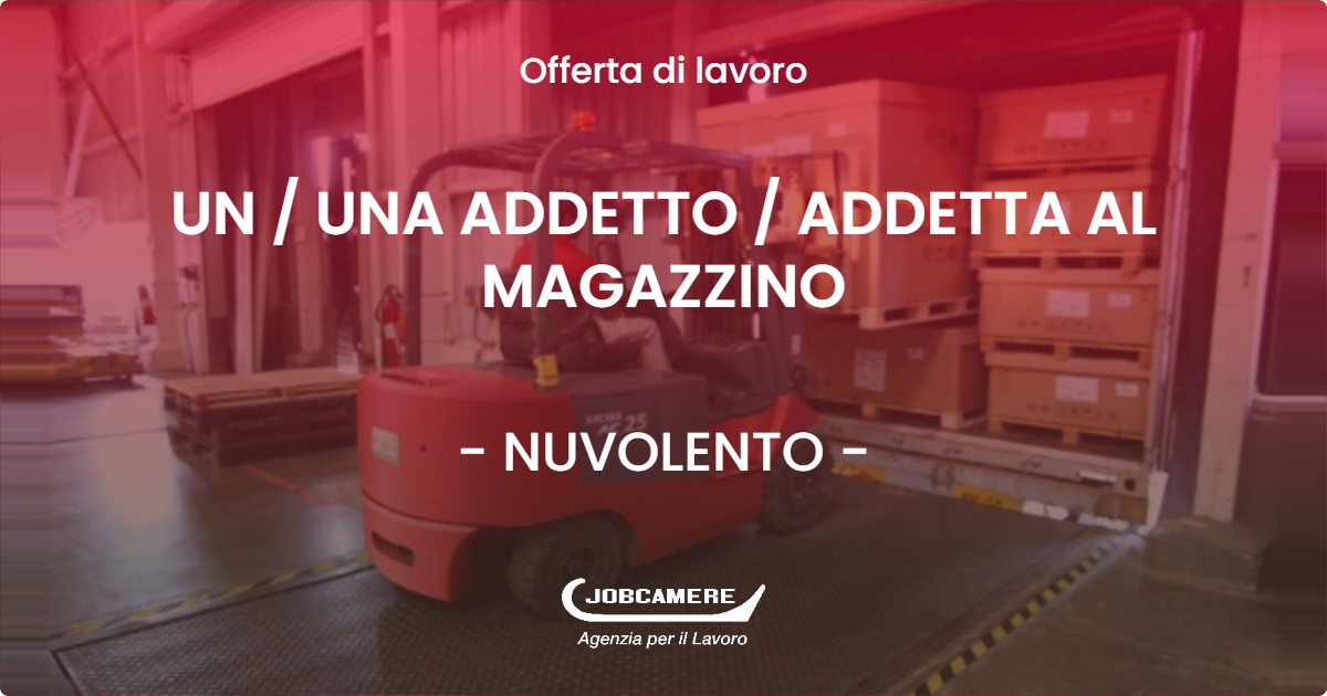 OFFERTA LAVORO - UN / UNA ADDETTO / ADDETTA AL MAGAZZINO - NUVOLENTO (BS)