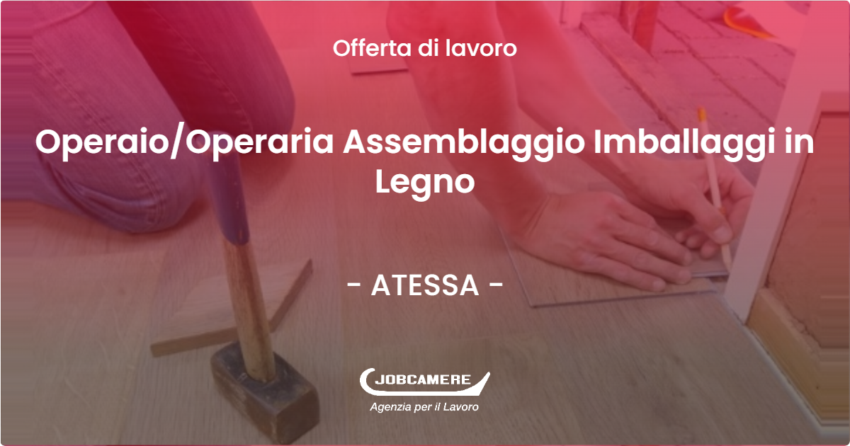 OFFERTA LAVORO - Operaio/Operaria Assemblaggio Imballaggi in Legno - ATESSA (CH)