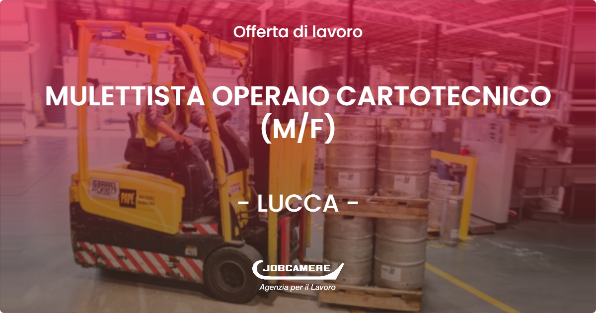 OFFERTA LAVORO - MULETTISTA OPERAIO CARTOTECNICO (M/F) - LUCCA (LU)
