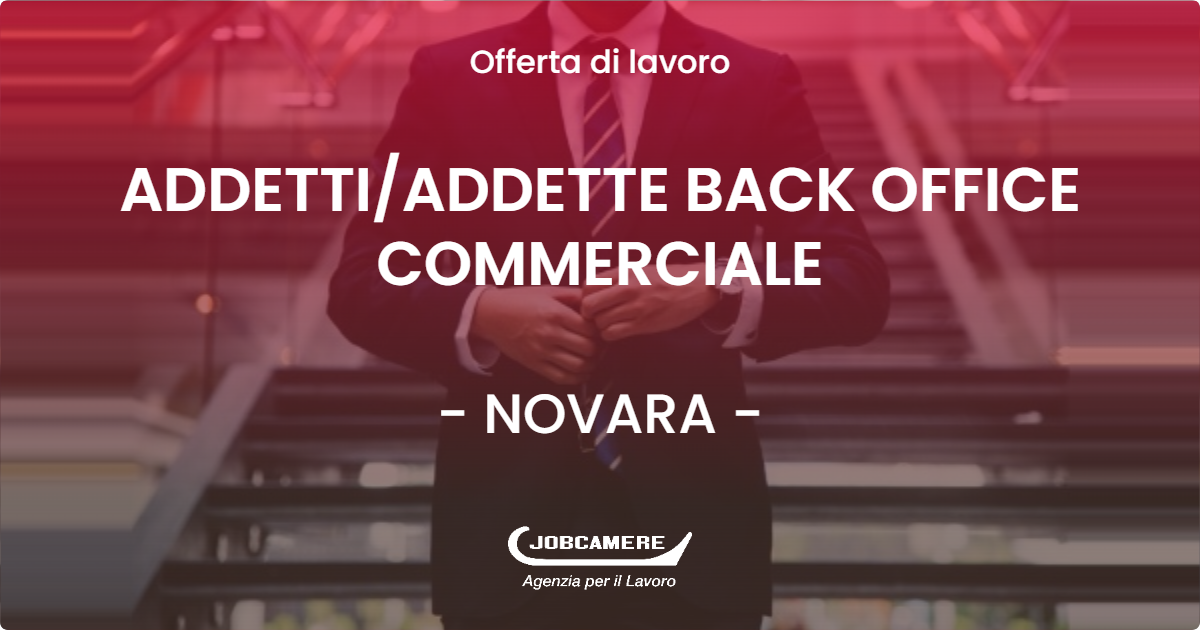 OFFERTA LAVORO - ADDETTI/ADDETTE BACK OFFICE COMMERCIALE - NOVARA (NO)