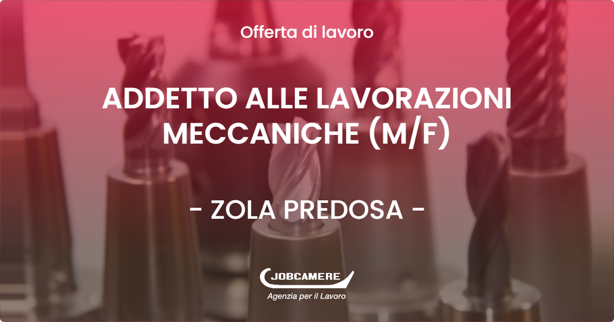 OFFERTA LAVORO - ADDETTO ALLE LAVORAZIONI MECCANICHE (M/F) - ZOLA PREDOSA (BO)