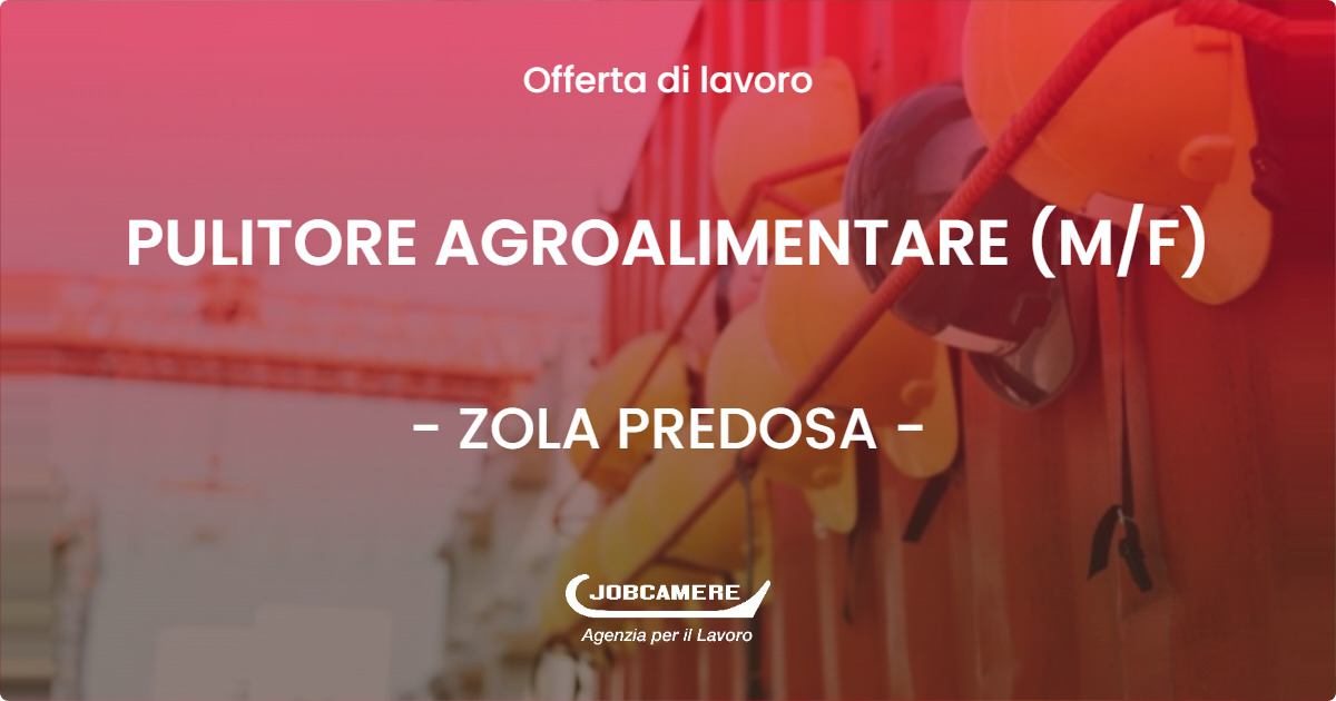 OFFERTA LAVORO - PULITORE AGROALIMENTARE (M/F) - ZOLA PREDOSA (BO)