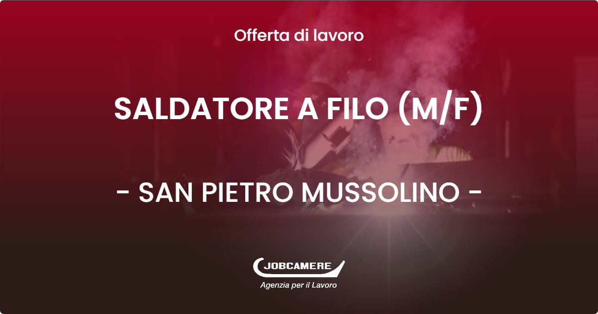 OFFERTA LAVORO - SALDATORE A FILO (M/F) - SAN PIETRO MUSSOLINO (VI)