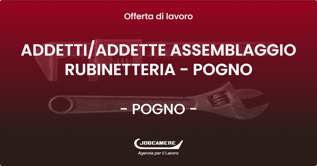 OFFERTA LAVORO - ADDETTI/ADDETTE ASSEMBLAGGIO RUBINETTERIA - POGNO - POGNO (NO)