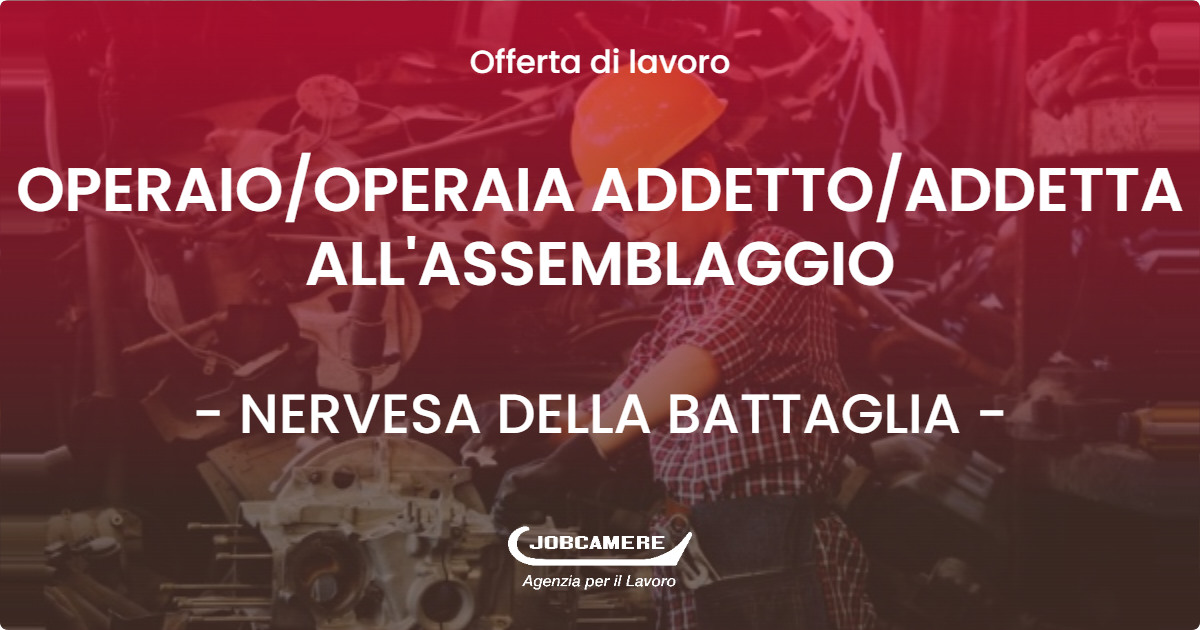 OFFERTA LAVORO - OPERAIO/OPERAIA ADDETTO/ADDETTA ALL'ASSEMBLAGGIO - NERVESA DELLA BATTAGLIA (TV)