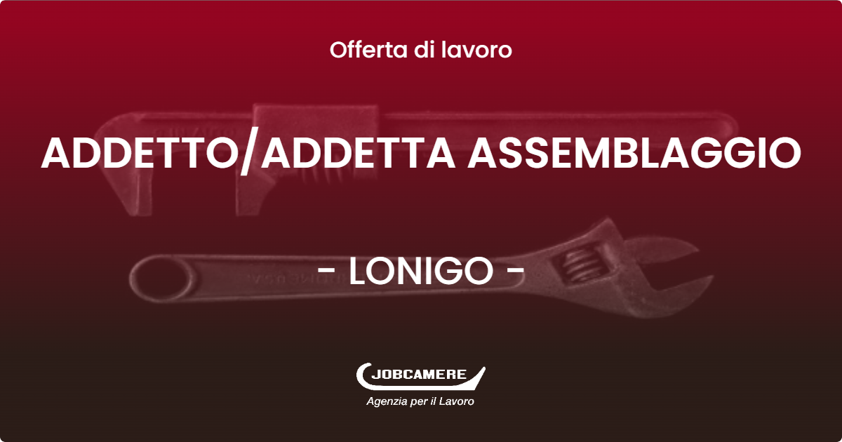OFFERTA LAVORO - ADDETTO/ADDETTA ASSEMBLAGGIO - LONIGO (VI)
