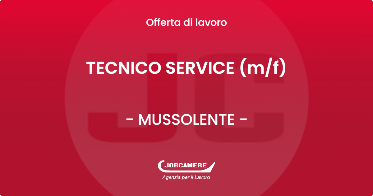 OFFERTA LAVORO - TECNICO SERVICE (m/f) - MUSSOLENTE (VI)