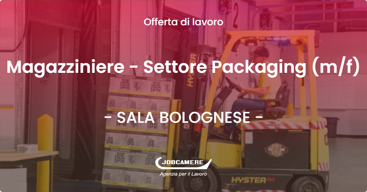 OFFERTA LAVORO - Magazziniere - Settore Packaging (m/f) - SALA BOLOGNESE (BO)