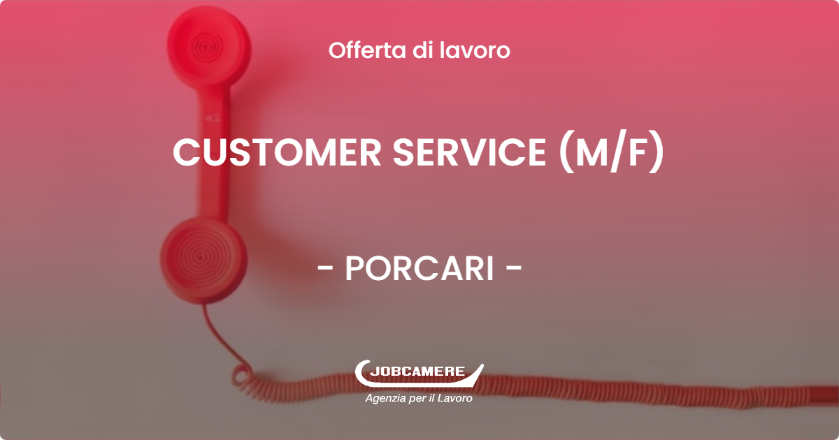 OFFERTA LAVORO - CUSTOMER SERVICE (M/F) - PORCARI (LU)