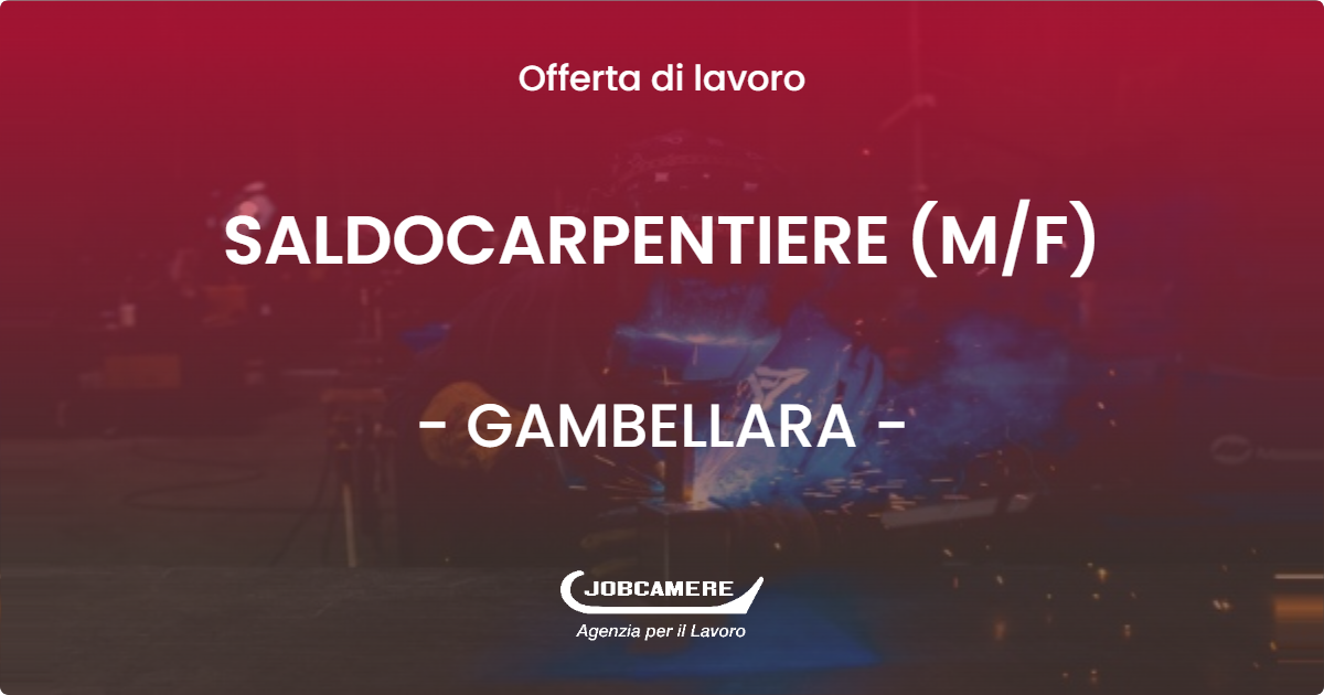 OFFERTA LAVORO - SALDOCARPENTIERE (M/F) - GAMBELLARA (VI)