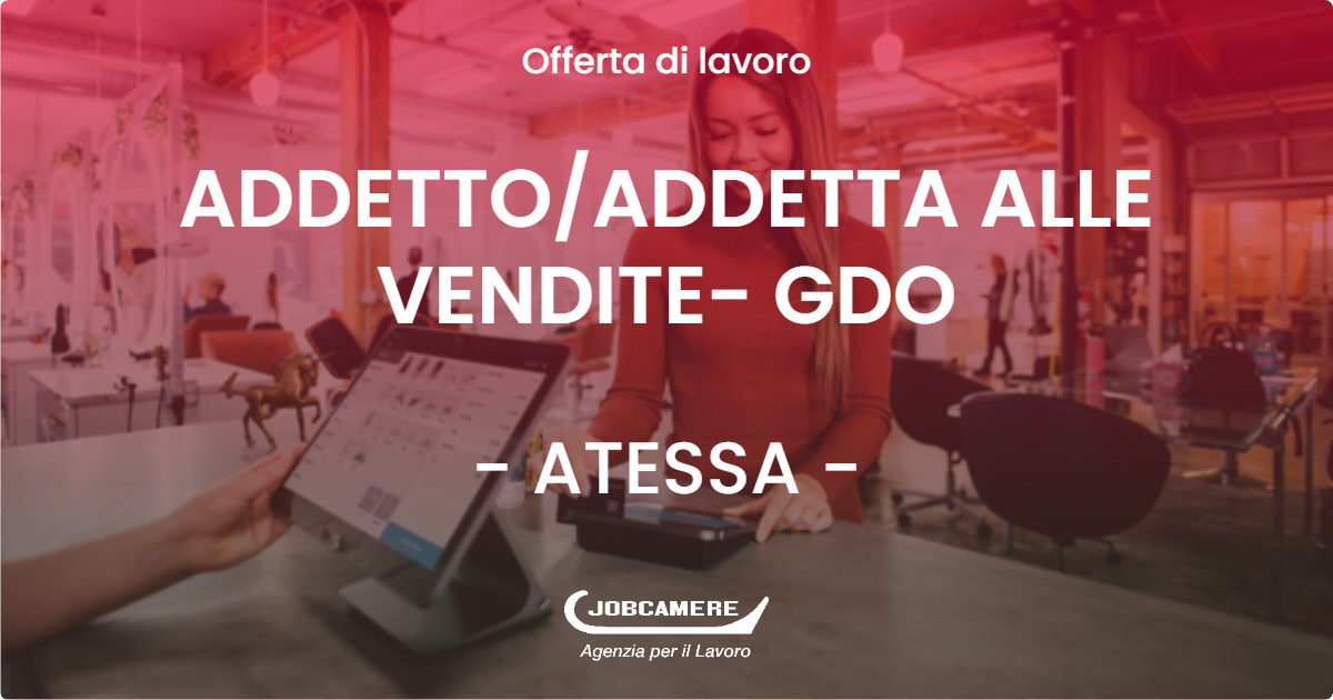 OFFERTA LAVORO - ADDETTO/ADDETTA ALLE VENDITE- GDO - ATESSA (CH)