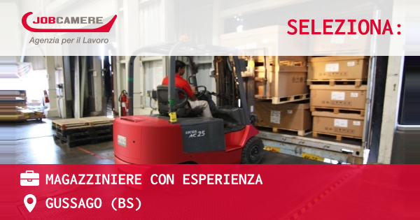OFFERTA LAVORO - MAGAZZINIERE CON ESPERIENZA - GUSSAGO (BS)